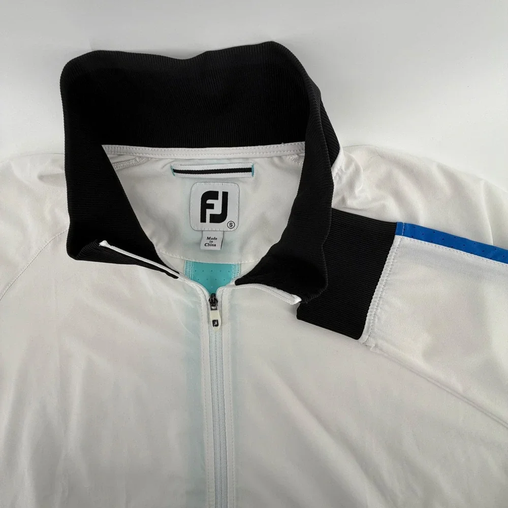 FootJoy FJ Mens White Golf Track Jacket Full Zip Logo Athletic Sportswear Size S
